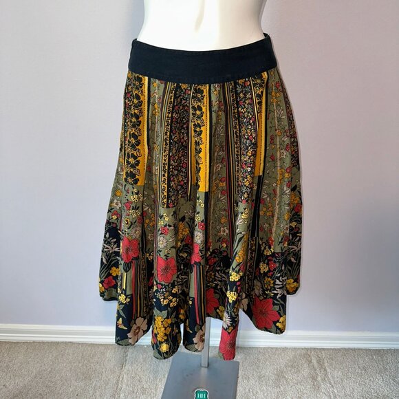 Y2k Anthropologie Viola Bohemian Floral A-Line Skirt Whimsygoth Size 2 India - Picture 2 of 6